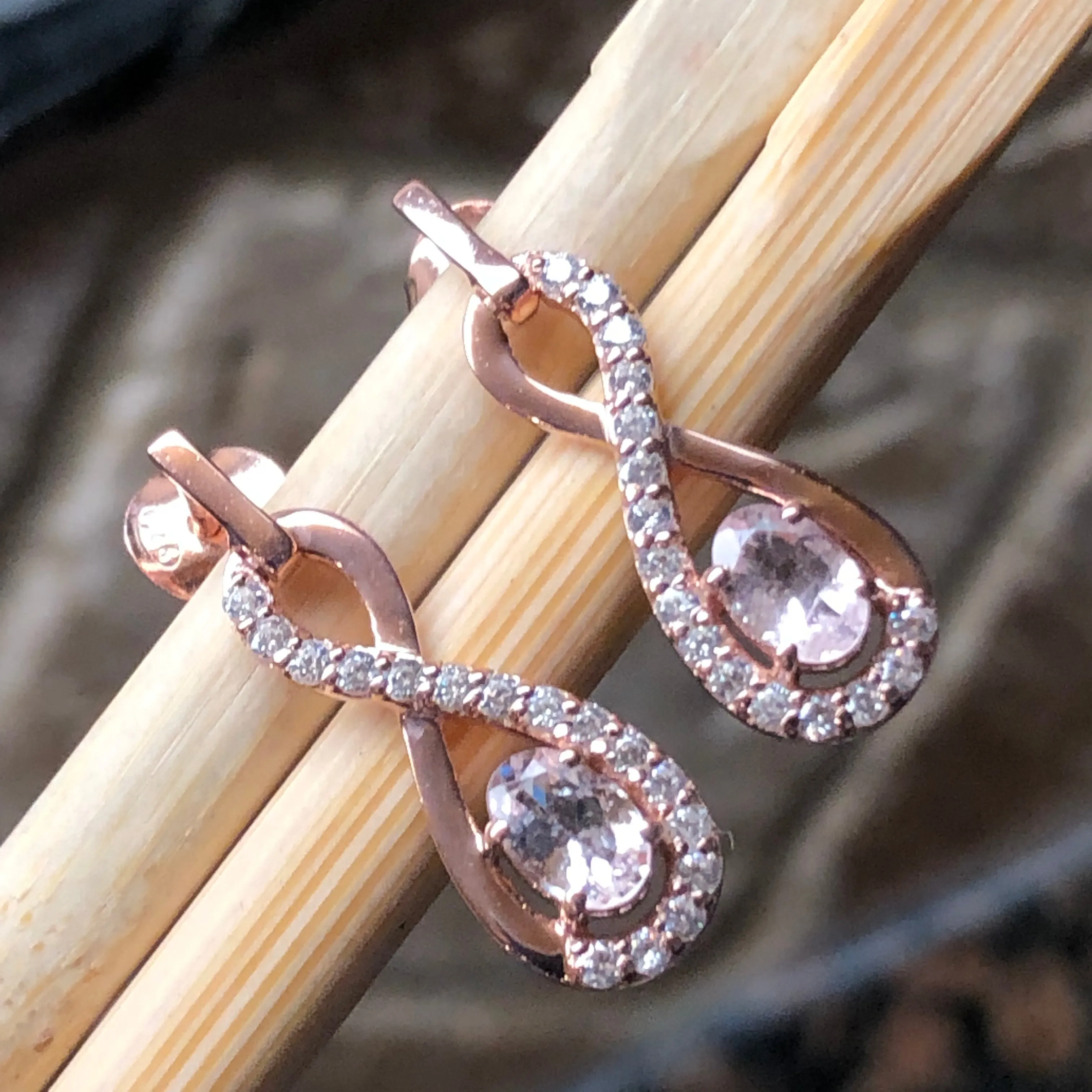 Natural Peach Morganite 14k Rose Gold Over Sterling Silver Earrings 24mm
