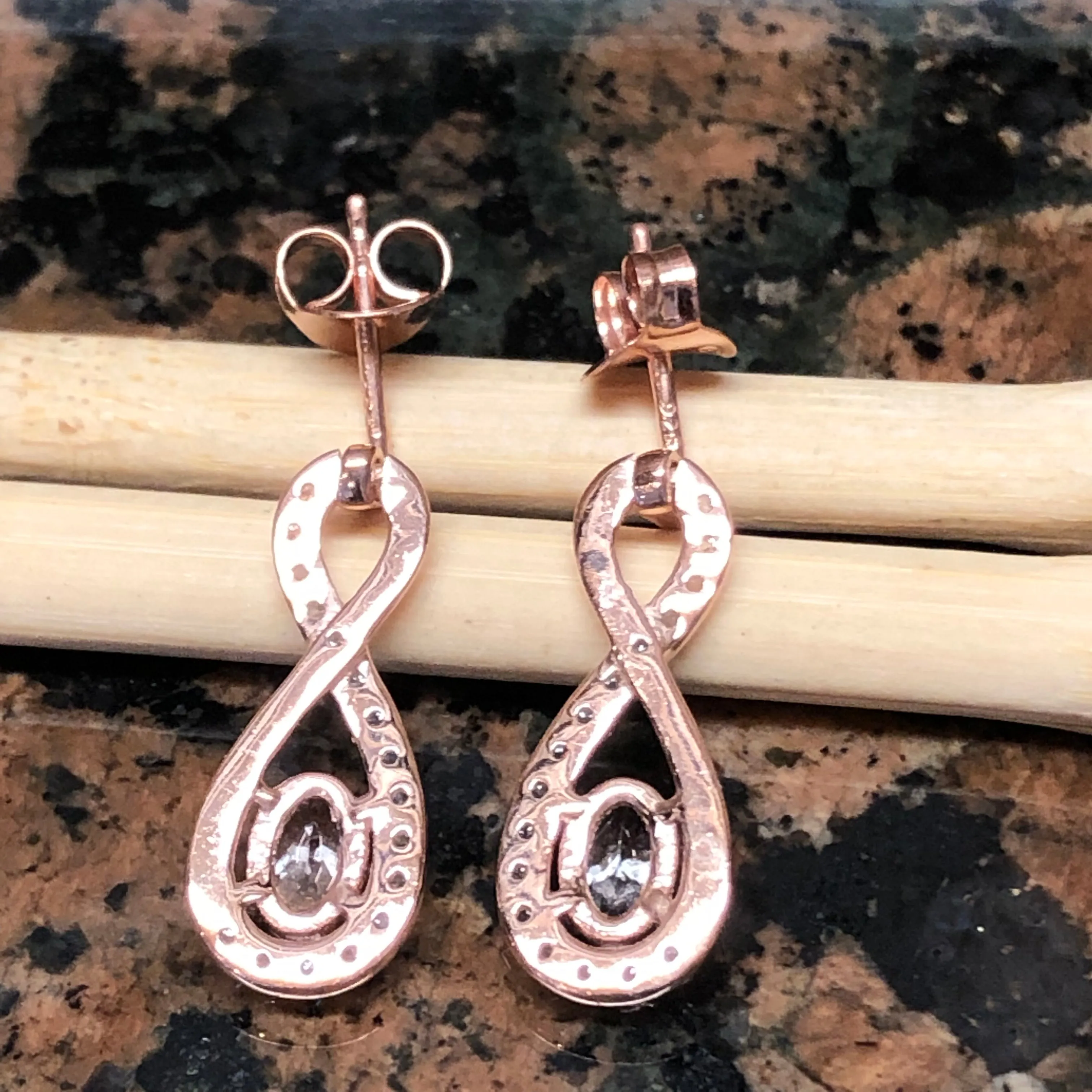 Natural Peach Morganite 14k Rose Gold Over Sterling Silver Earrings 24mm