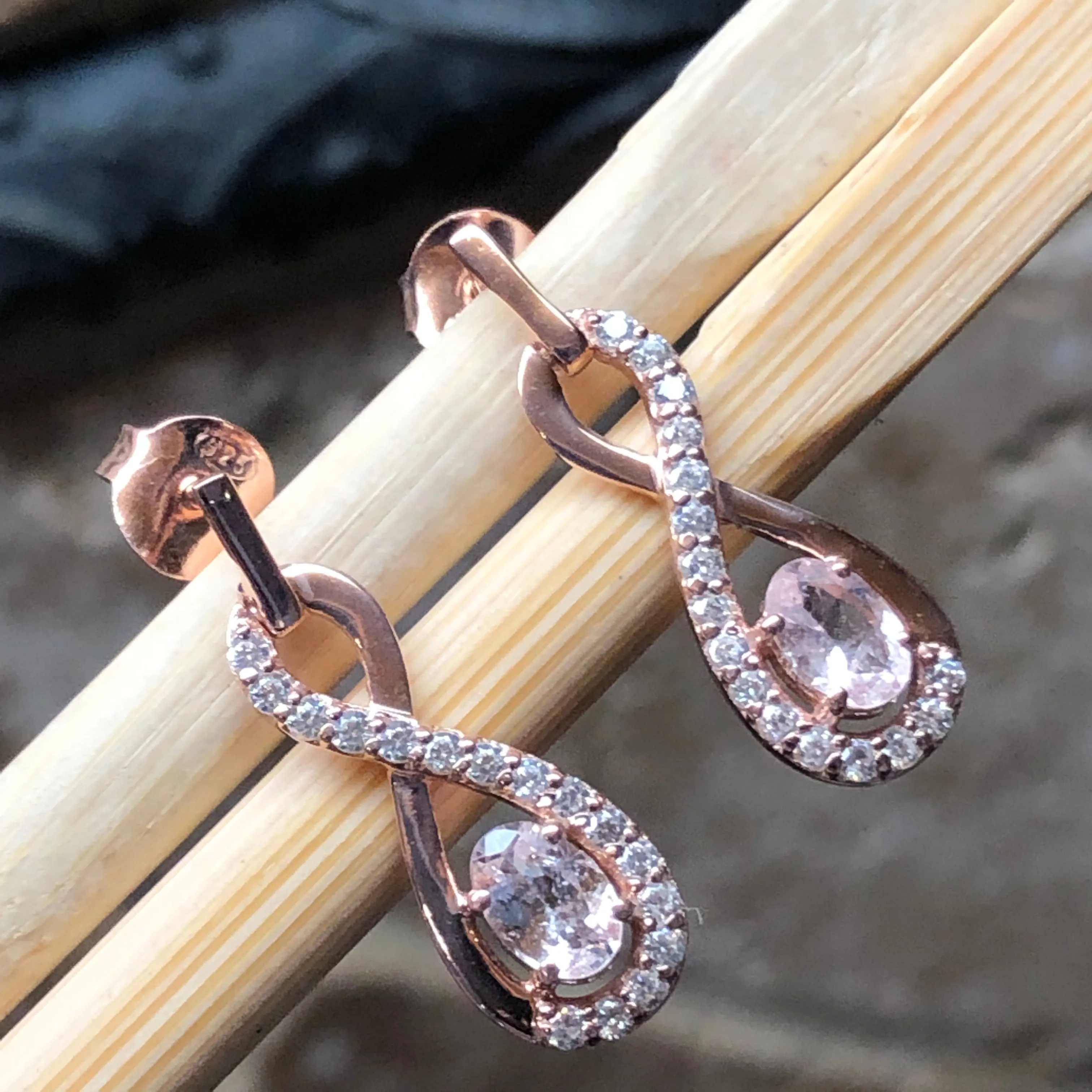 Natural Peach Morganite 14k Rose Gold Over Sterling Silver Earrings 24mm