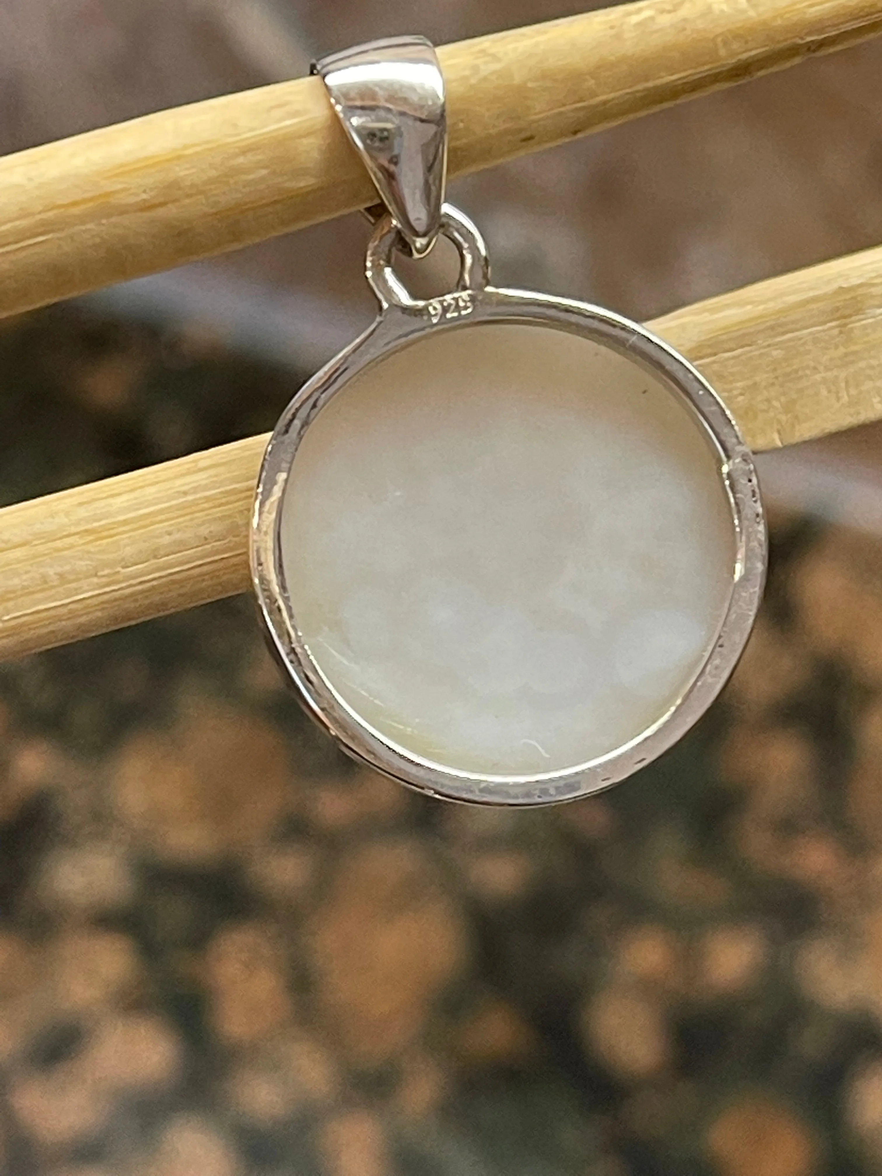 Natural Pearl Window Druzy 925 Solid Sterling Silver Pendant 30mm