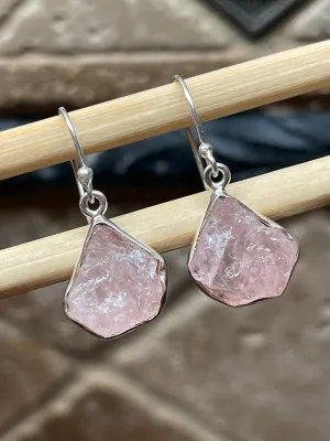 Natural Pink Morganite 925 Solid Sterling Silver Earrings 25mm