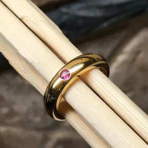 Natural Pink Tourmaline 14K Yellow Gold Vermeil Sterling Silver Engagement Ring Size 6, 7, 8