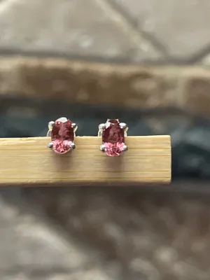 Natural Pink Tourmaline 925 Solid Sterling Silver Earrings 6mm