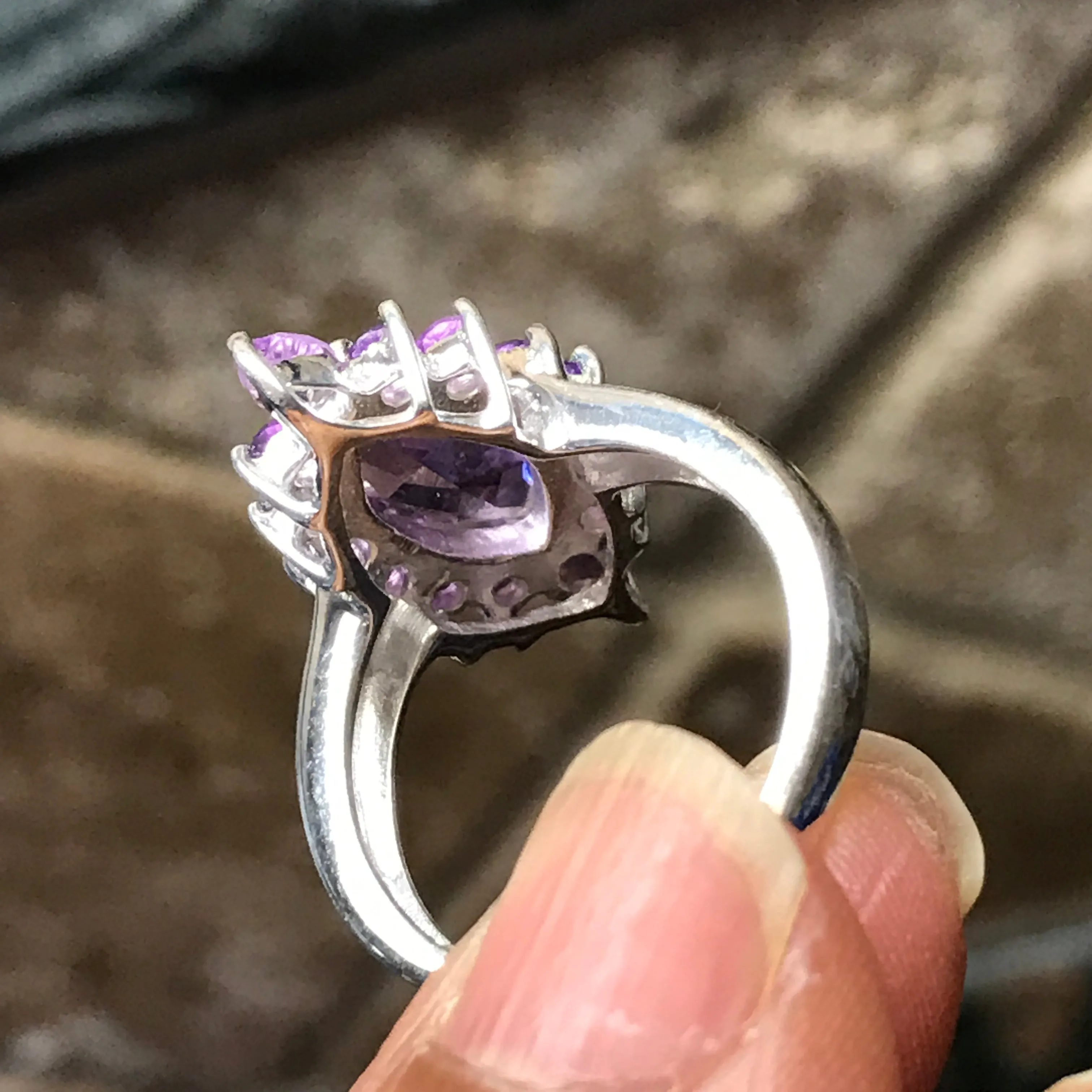Natural Purple Amethyst 925 Solid Sterling Silver Ring Size 6, 7, 8