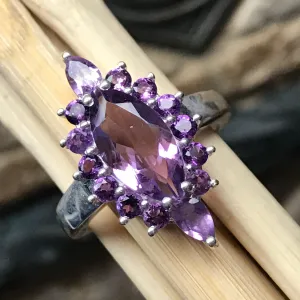 Natural Purple Amethyst 925 Solid Sterling Silver Ring Size 6, 7, 8