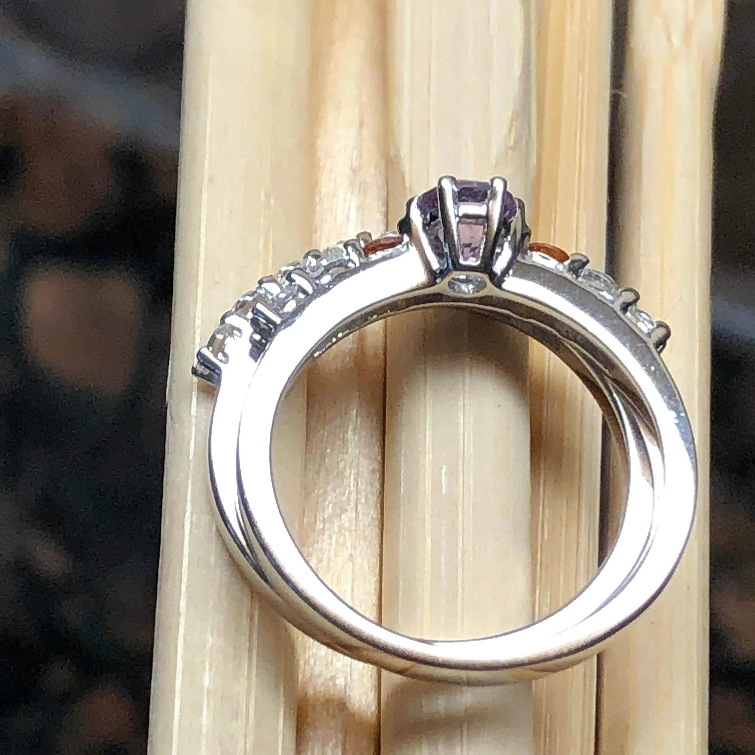 Natural Purple Amethyst, Citrine 925 Solid Sterling Silver Engagement Ring Size 6, 7, 8, 9