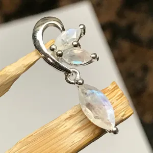 Natural Rainbow Moonstone 925 Solid Sterling Silver Pendant 26mm