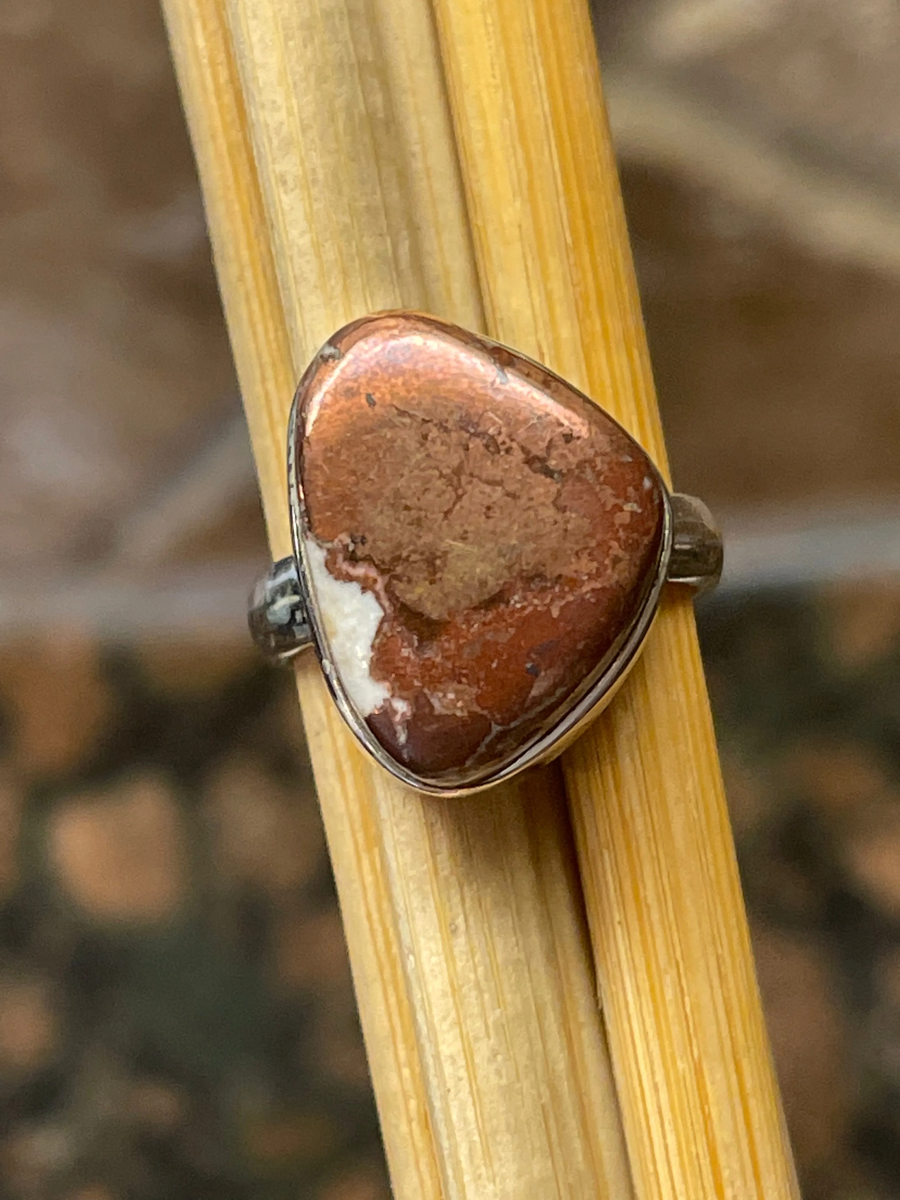 Natural Rarest Copper Agate 925 Solid Sterling Silver Ring Size 6.5