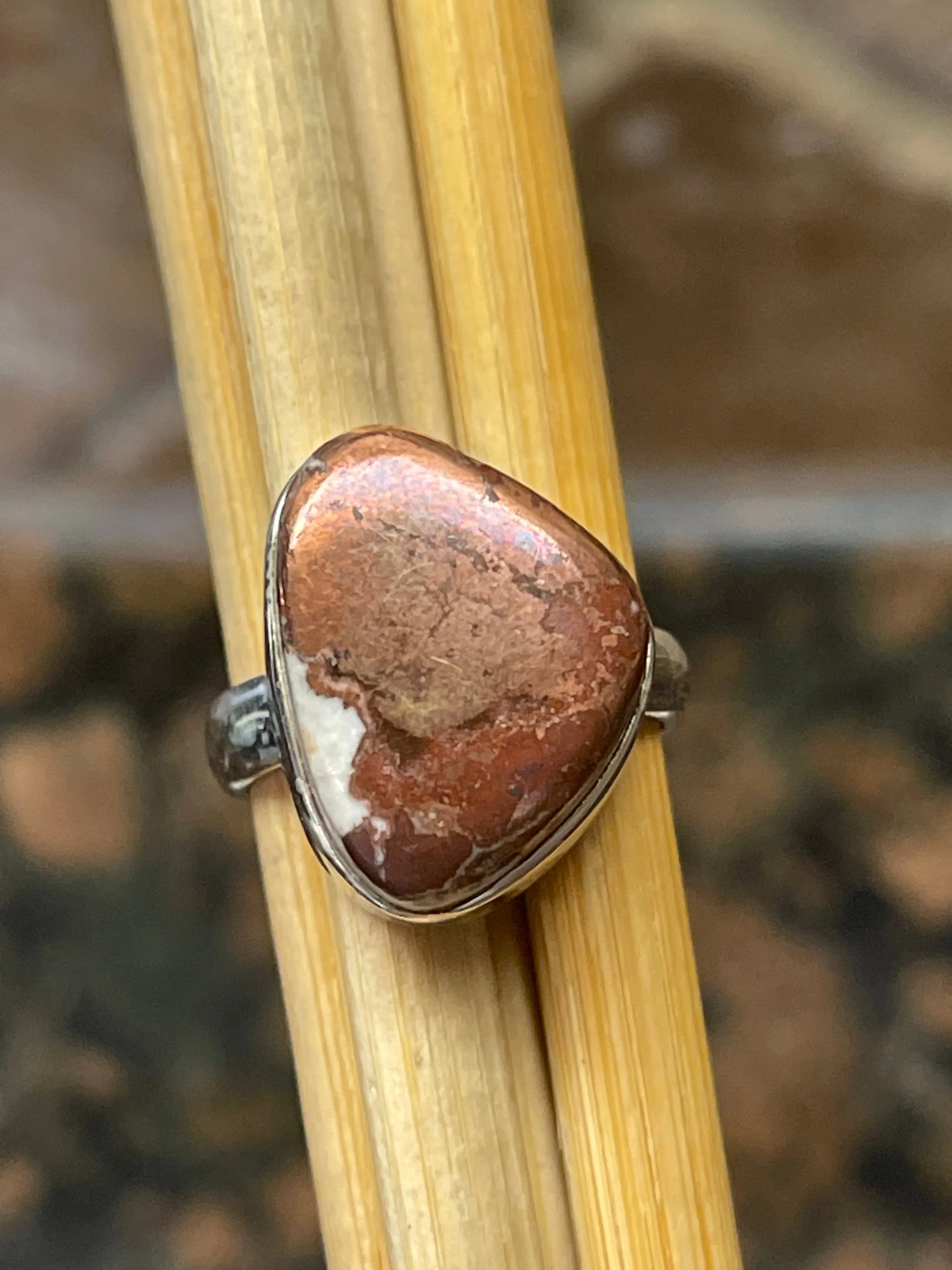 Natural Rarest Copper Agate 925 Solid Sterling Silver Ring Size 6.5