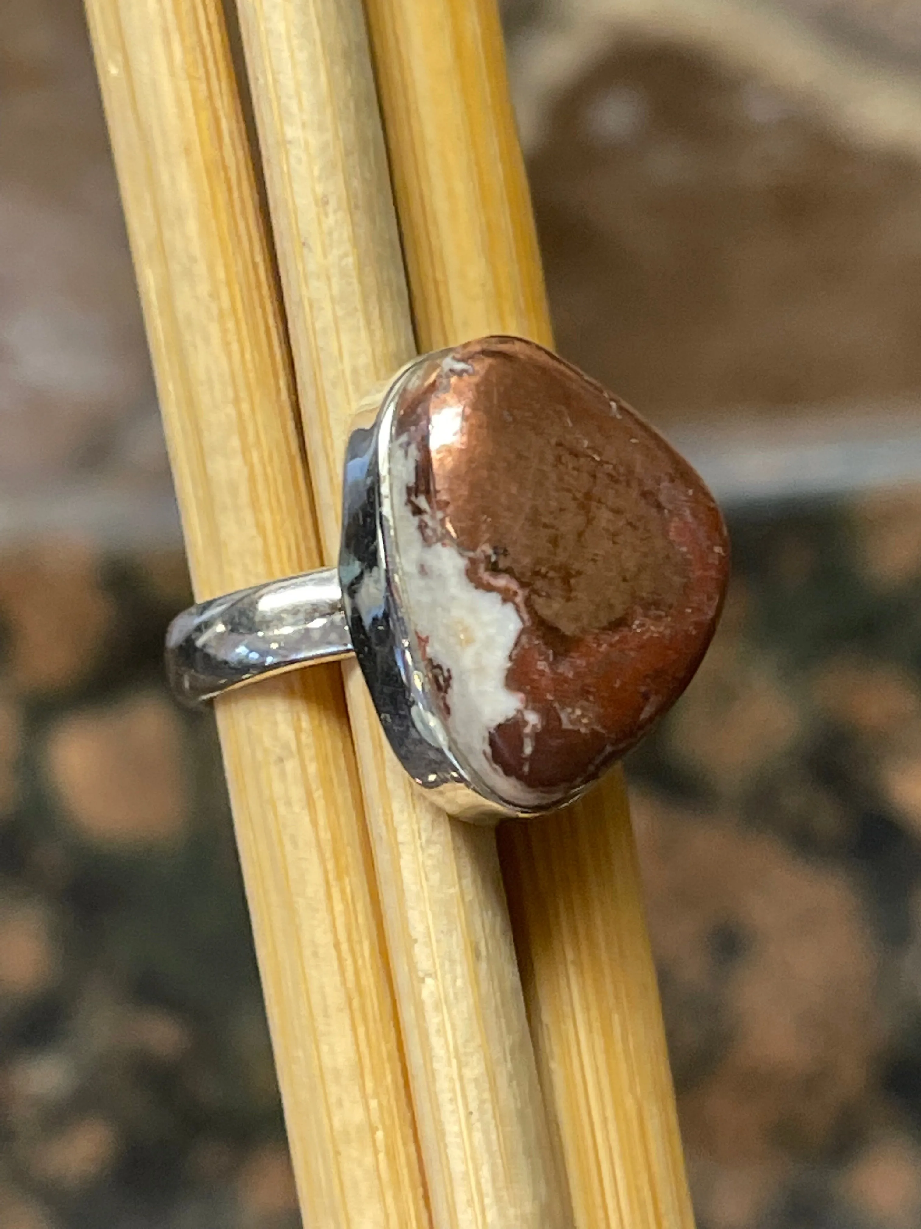 Natural Rarest Copper Agate 925 Solid Sterling Silver Ring Size 6.5
