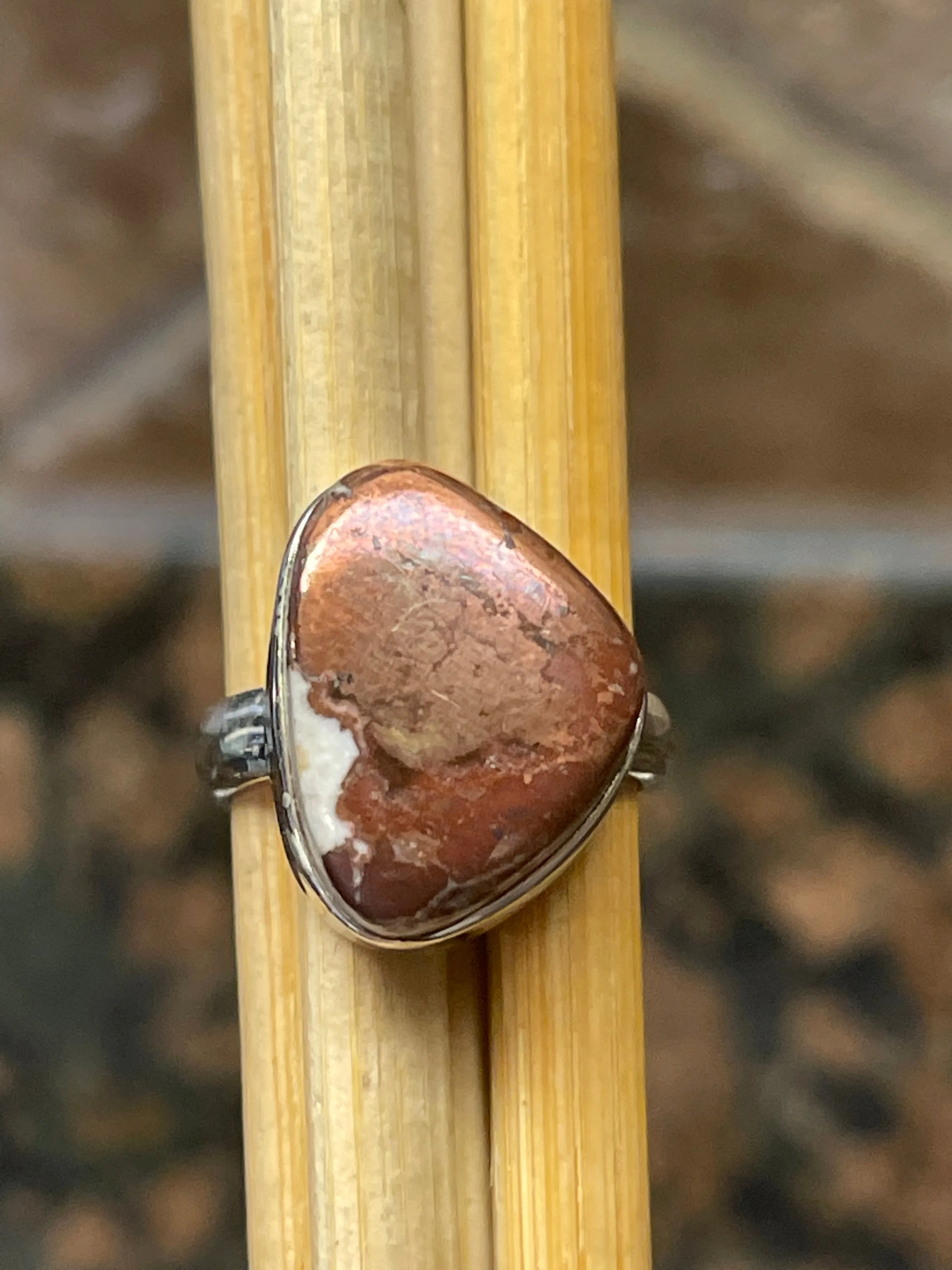 Natural Rarest Copper Agate 925 Solid Sterling Silver Ring Size 6.5