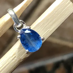 Natural Royal Blue Kyanite 925 Solid Sterling Silver Pendant 15mm