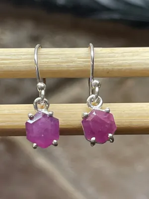 Natural Ruby 925 Solid Sterling Silver Earrings 20mm