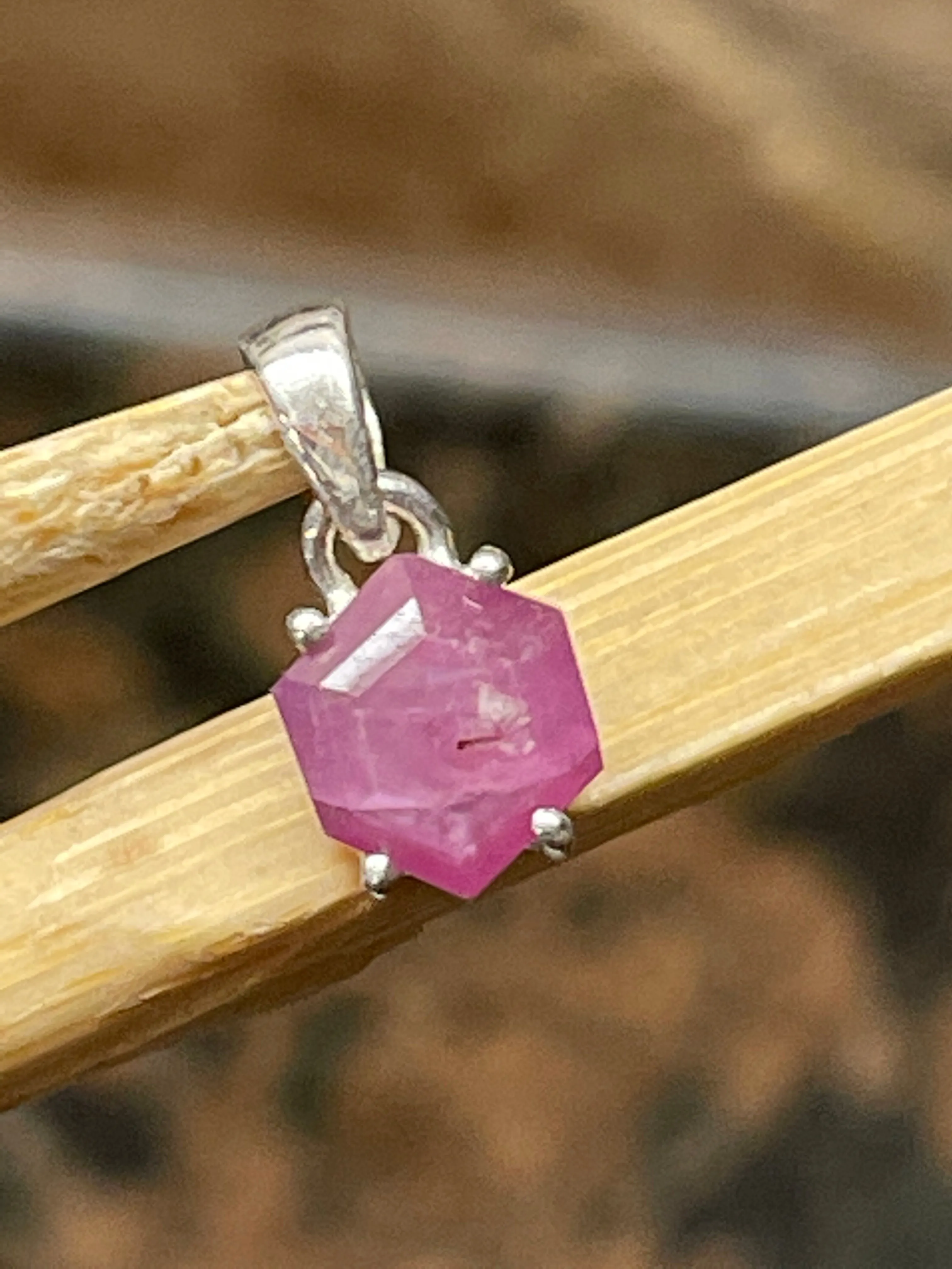 Natural Ruby 925 Solid Sterling Silver Pendant 15mm