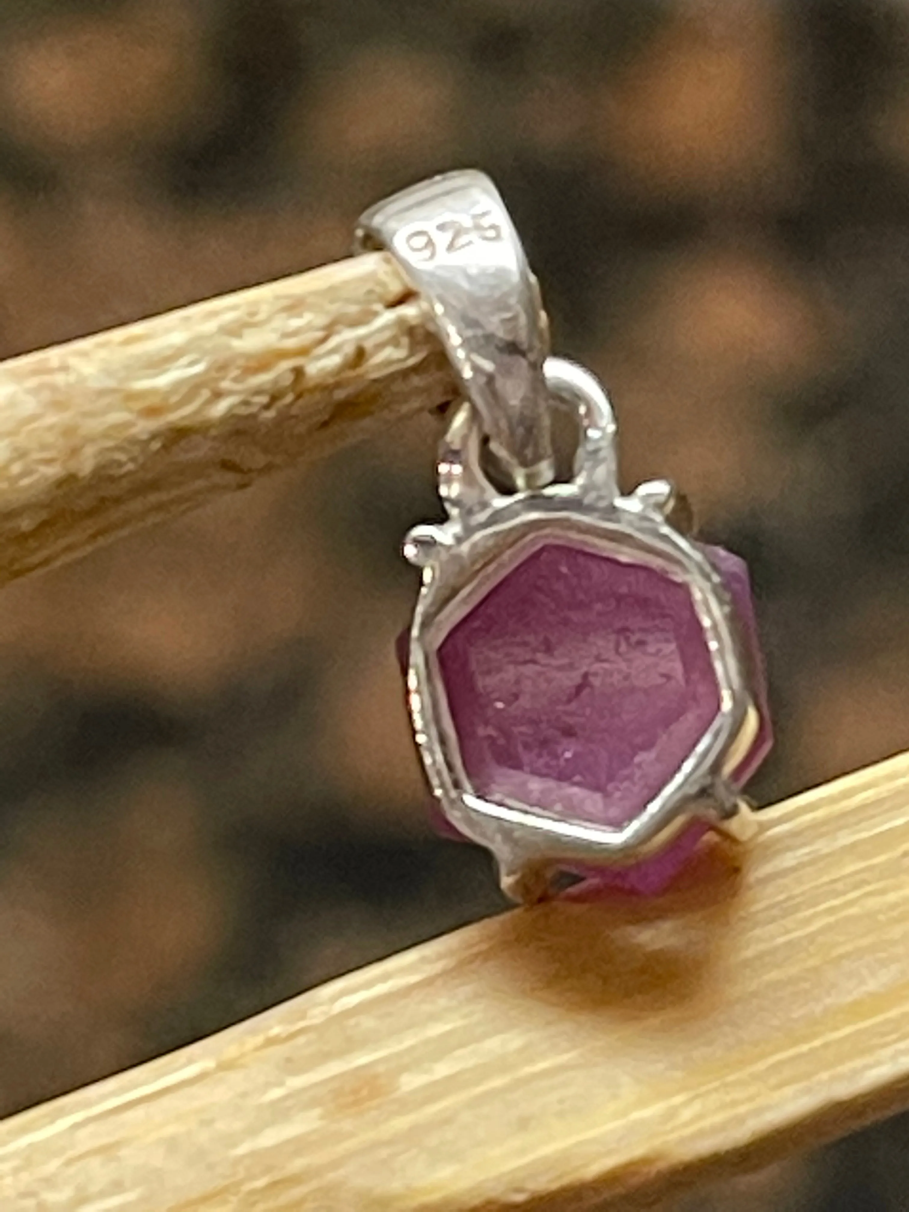 Natural Ruby 925 Solid Sterling Silver Pendant 15mm