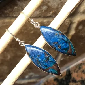 Natural Shattuckite 925 Solid Sterling Silver Earrings 40mm