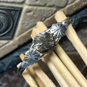 Natural Shungite 925 Solid Sterling Silver Cuff Bracelets