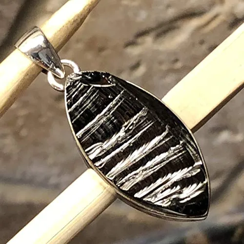 Natural Shungite 925 Solid Sterling Silver Pendant 40mm