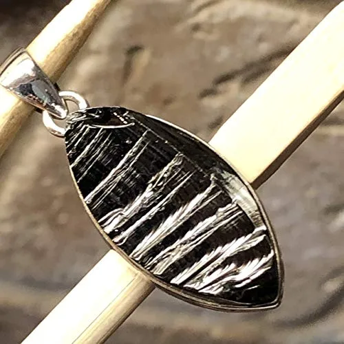 Natural Shungite 925 Solid Sterling Silver Pendant 40mm