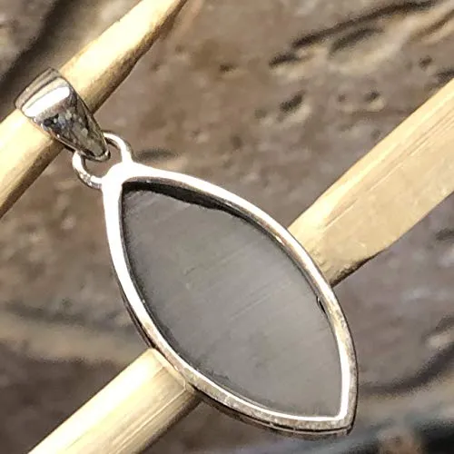 Natural Shungite 925 Solid Sterling Silver Pendant 40mm