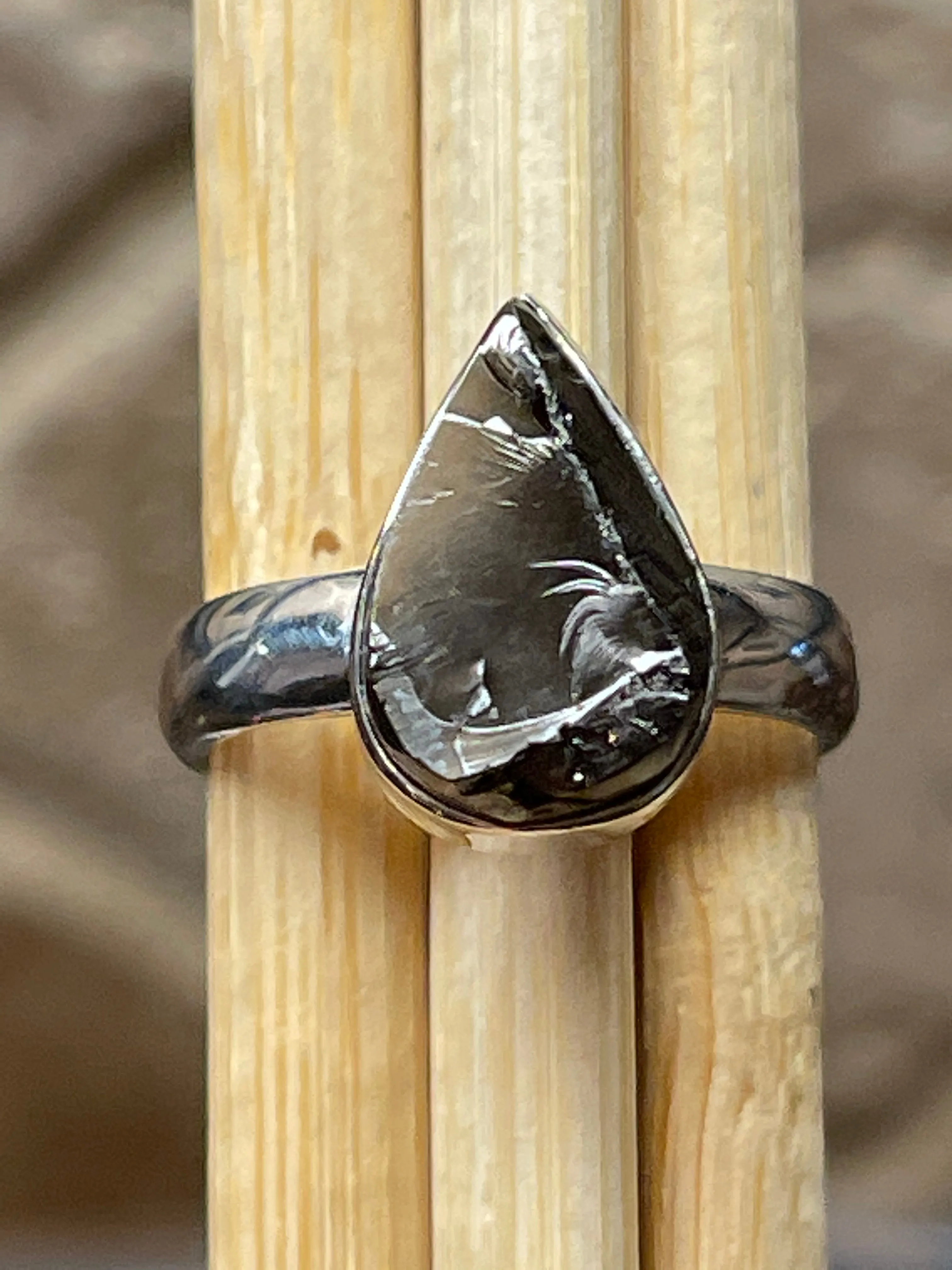 Natural Shungite 925 Sterling Silver Ring Size 6.25