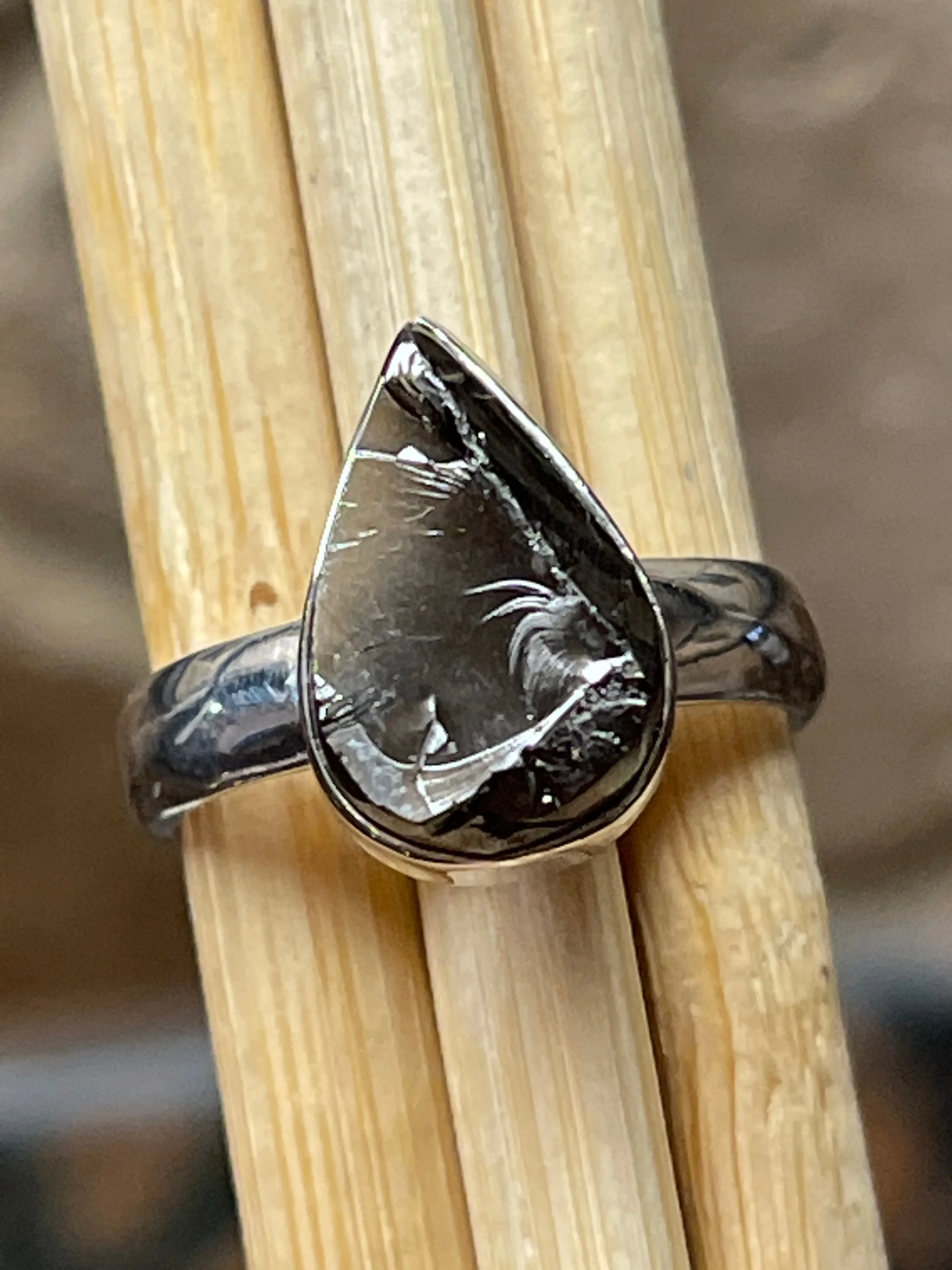 Natural Shungite 925 Sterling Silver Ring Size 6.25