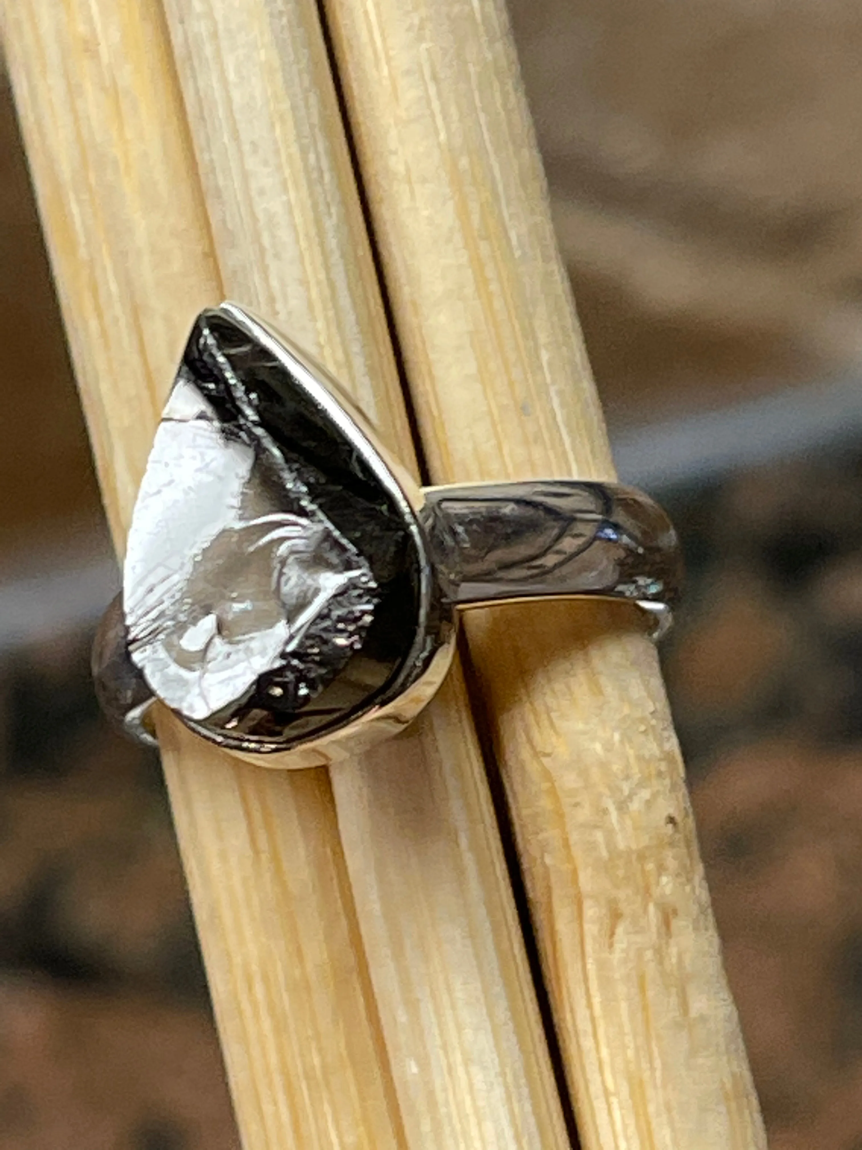 Natural Shungite 925 Sterling Silver Ring Size 6.25