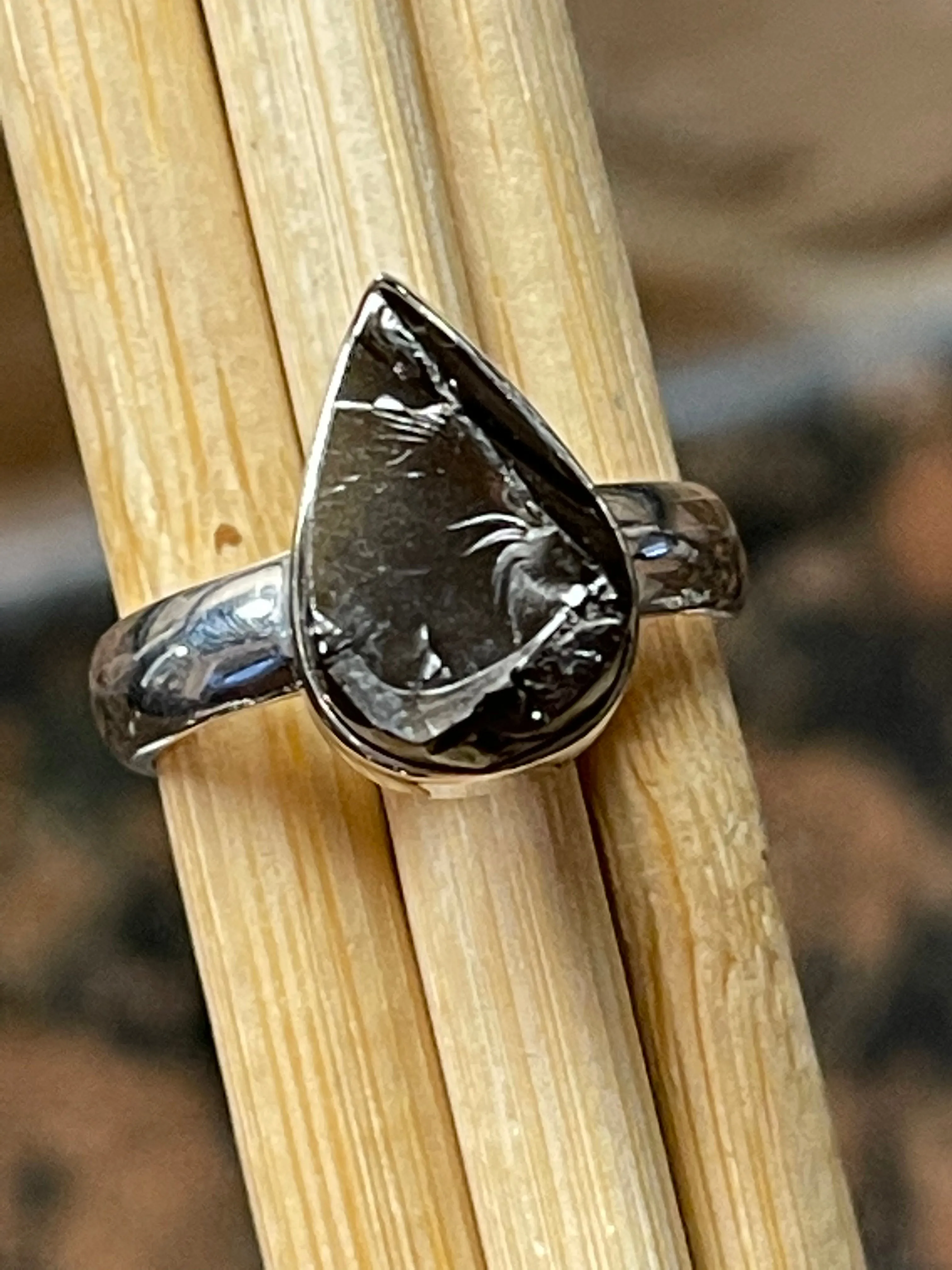 Natural Shungite 925 Sterling Silver Ring Size 6.25