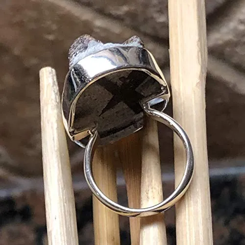 Natural Super High Vibrational Staurolite 925 Solid Sterling Silver Ring Size 6.5