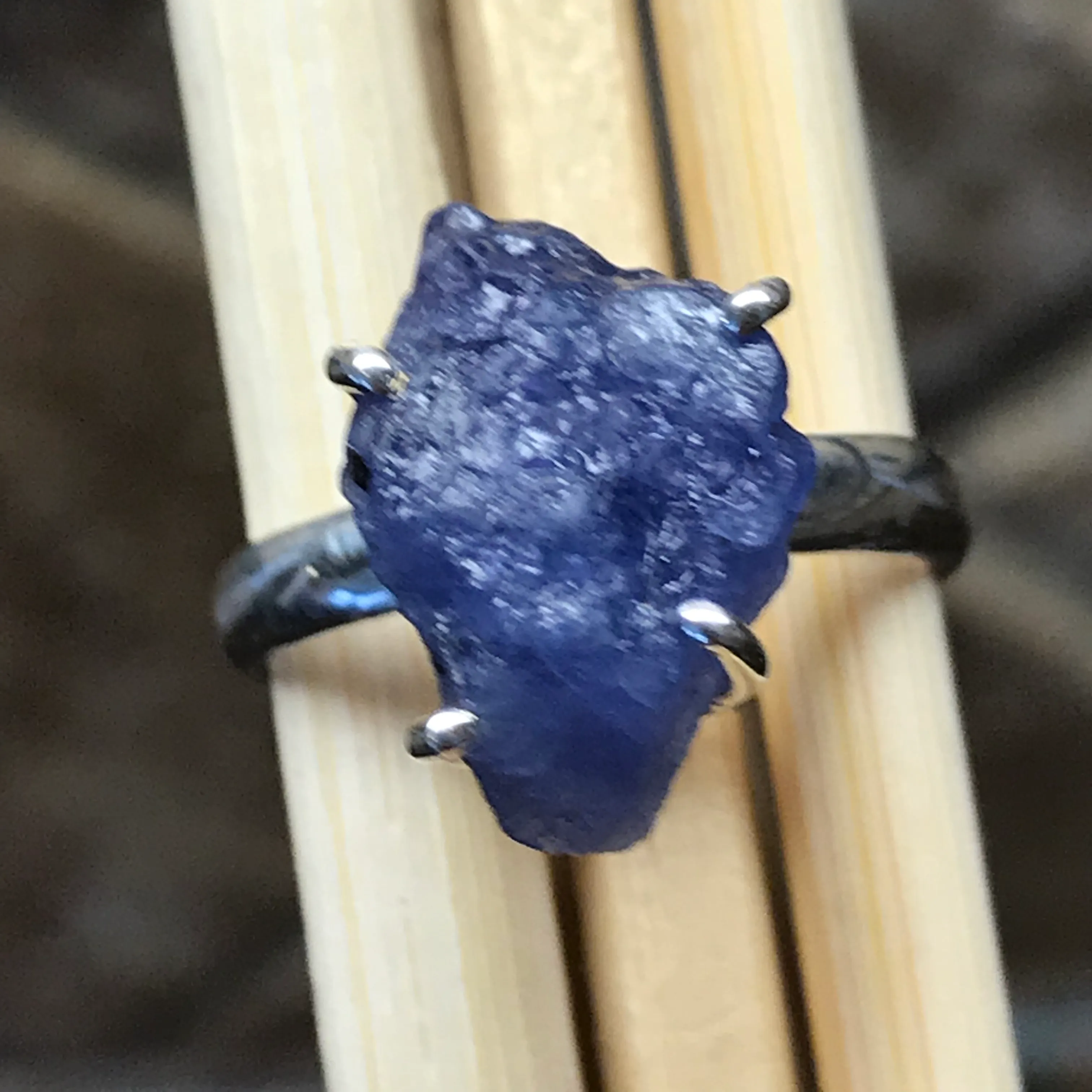 Natural Tanzanite 925 Solid Sterling Silver Ring Size 8