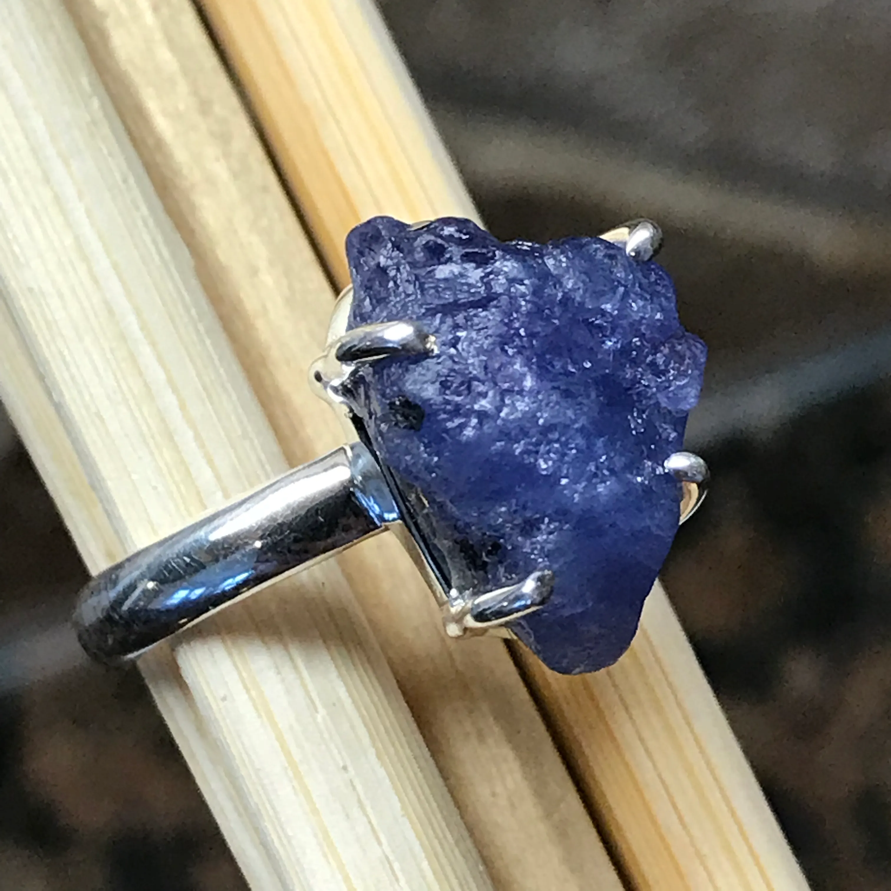 Natural Tanzanite 925 Solid Sterling Silver Ring Size 8