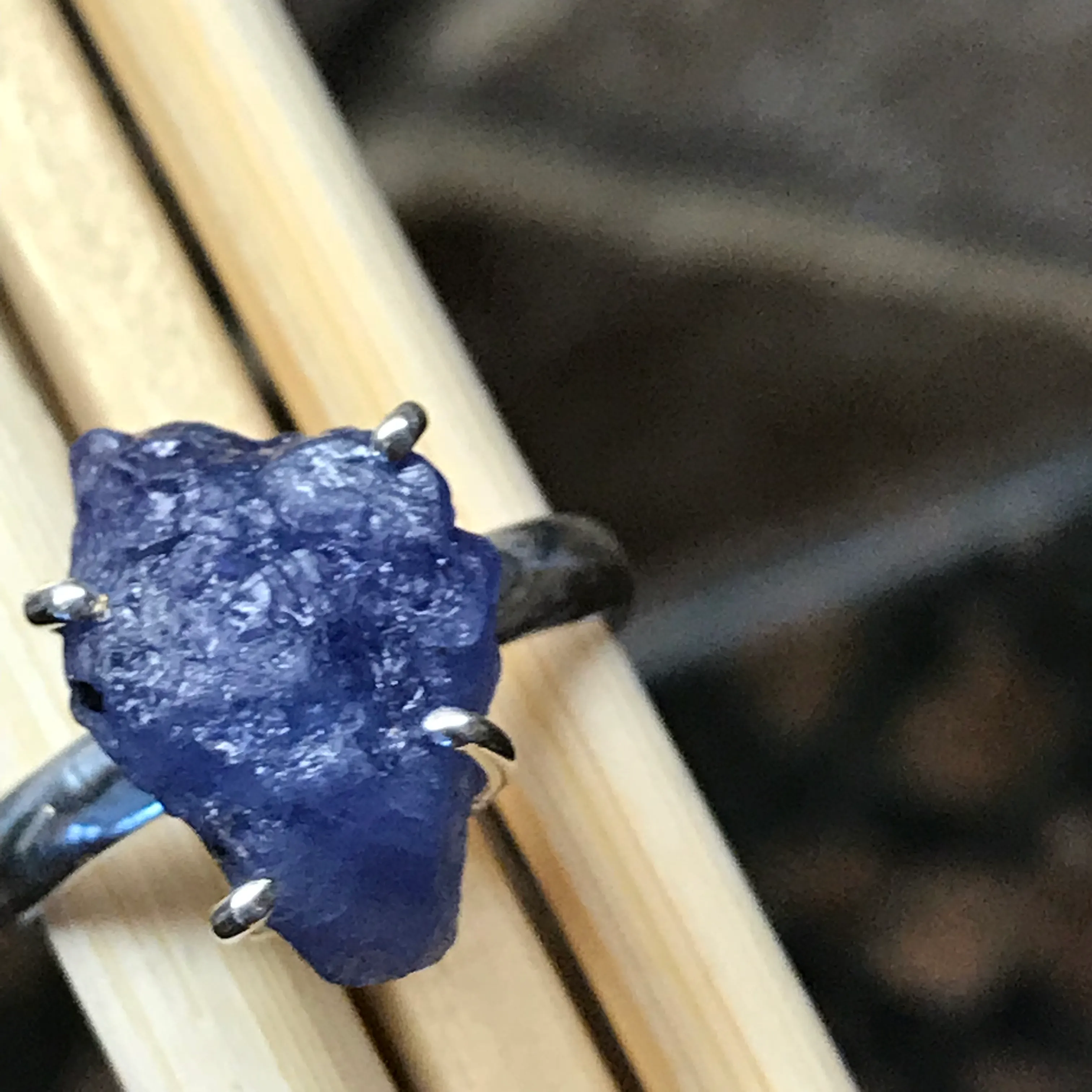 Natural Tanzanite 925 Solid Sterling Silver Ring Size 8