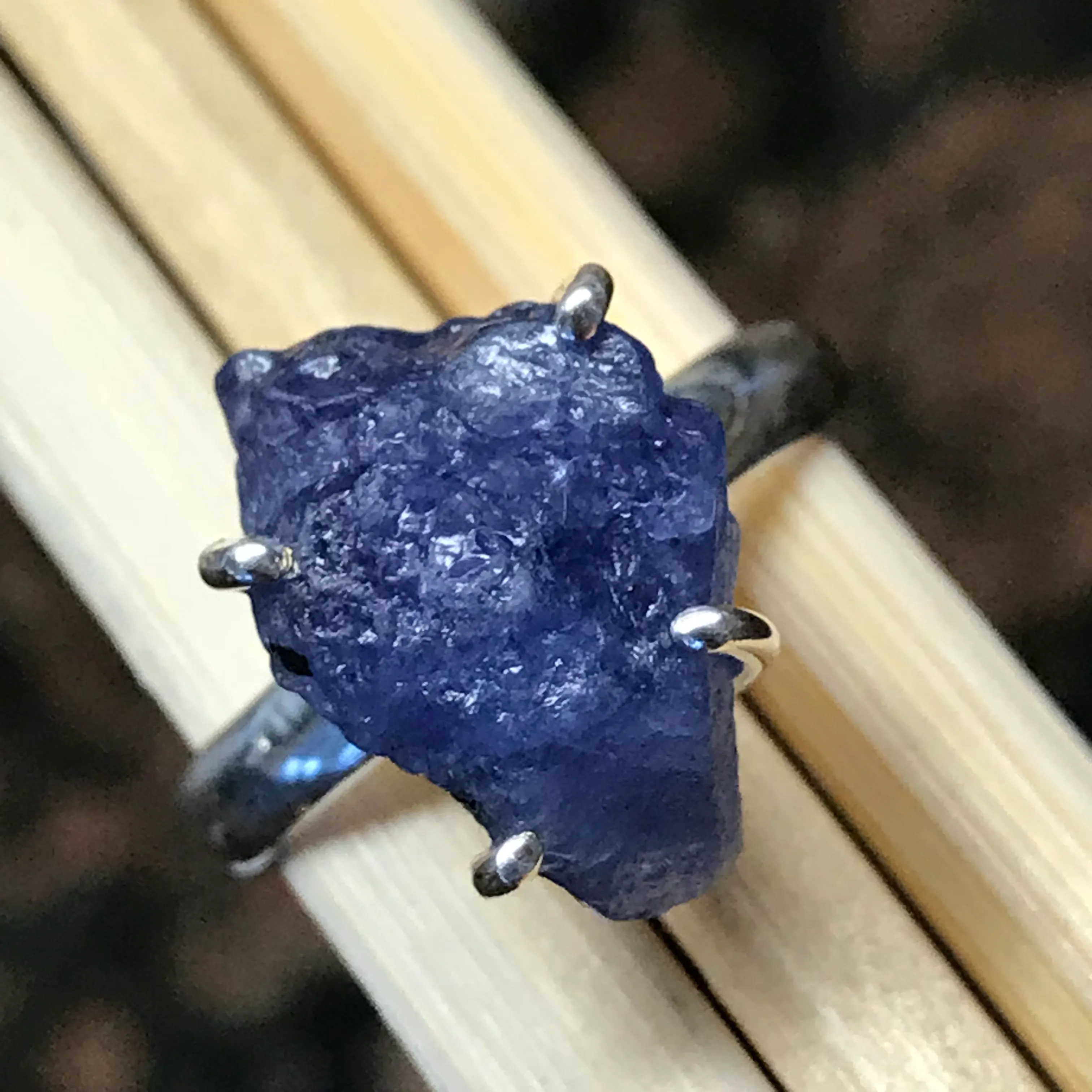 Natural Tanzanite 925 Solid Sterling Silver Ring Size 8
