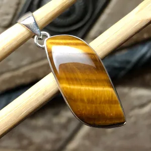 Natural Tiger's Eye 925 Solid Sterling Silver Pendant 40mm