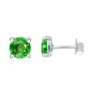 Natural Tsavorite Garnet 925 Solid Sterling Silver Earrings 5mm