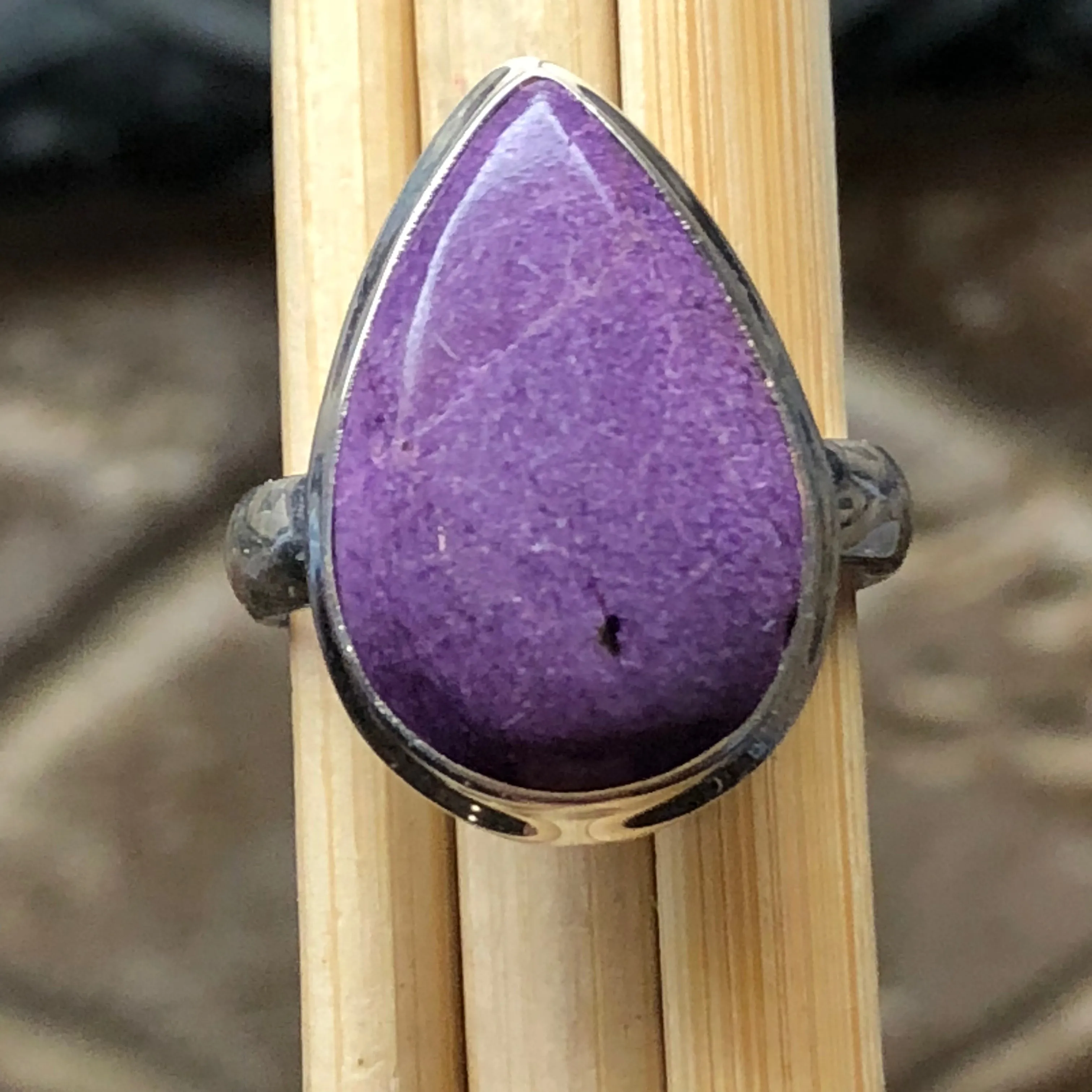 Natural Variscite in Purpurite 925 Solid Sterling Silver Ring Size 8.25