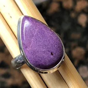 Natural Variscite in Purpurite 925 Solid Sterling Silver Ring Size 8.25