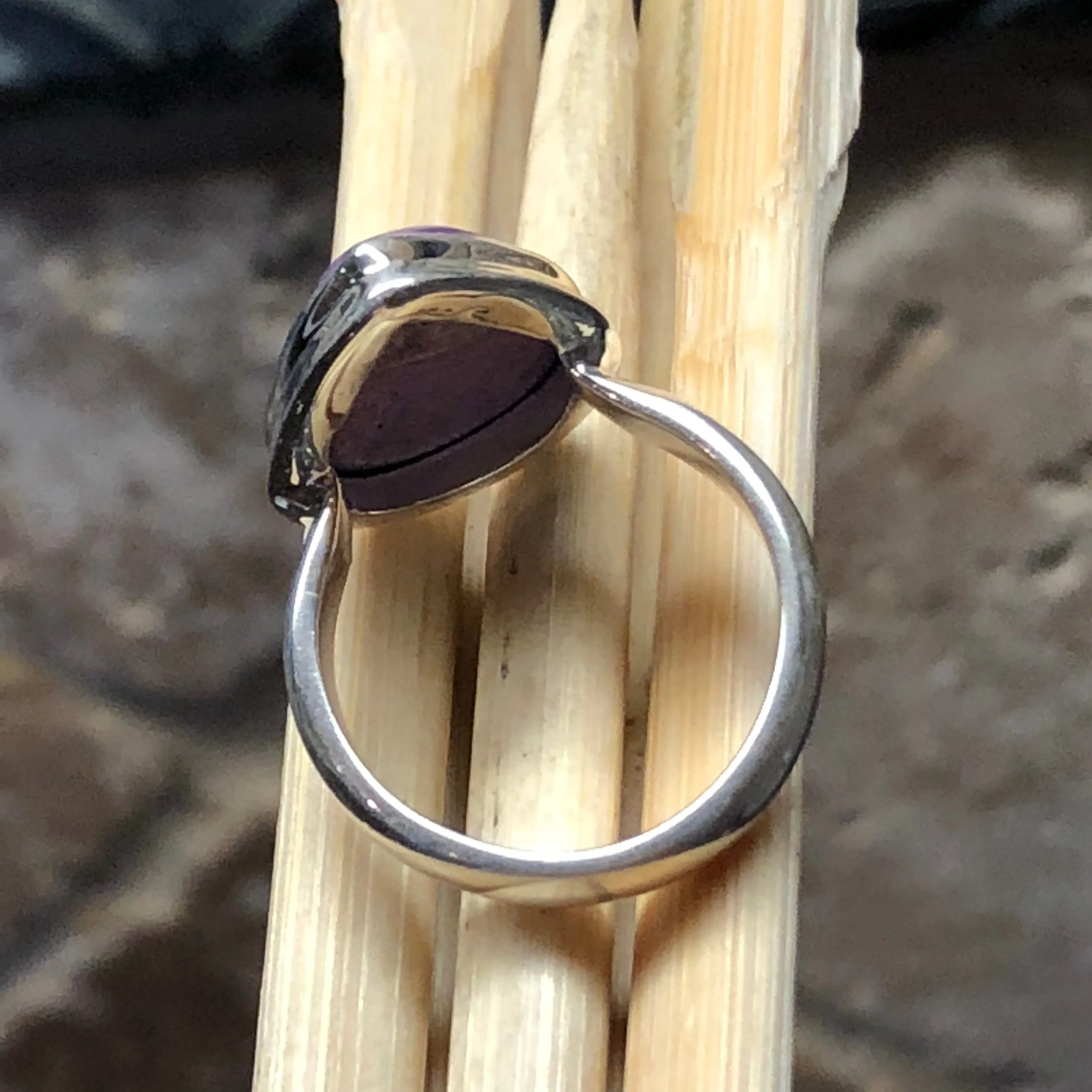 Natural Variscite in Purpurite 925 Solid Sterling Silver Ring Size 8.25