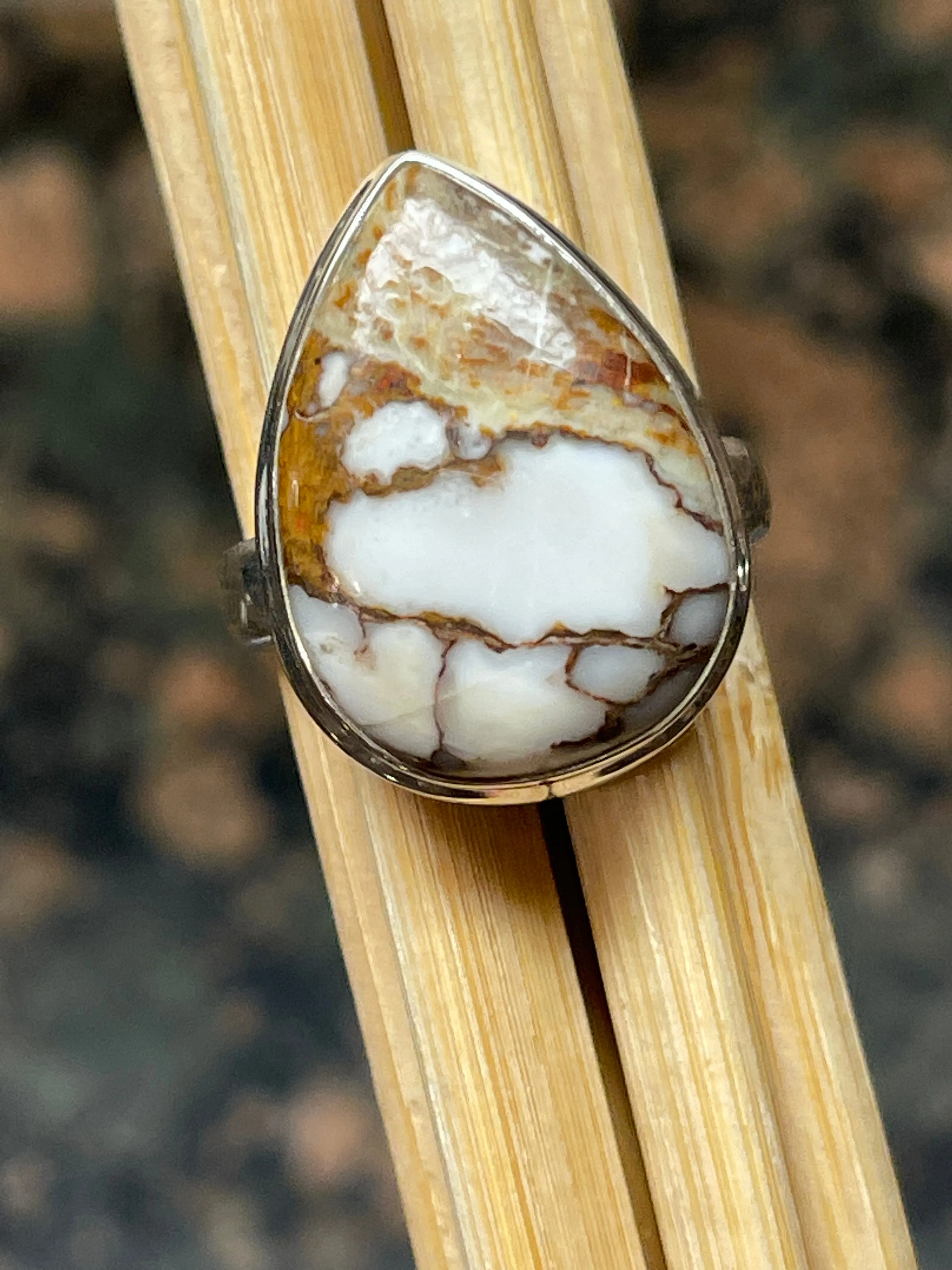 Natural Wild Horse Jasper 925 Solid Sterling Silver Ring Size 6.5