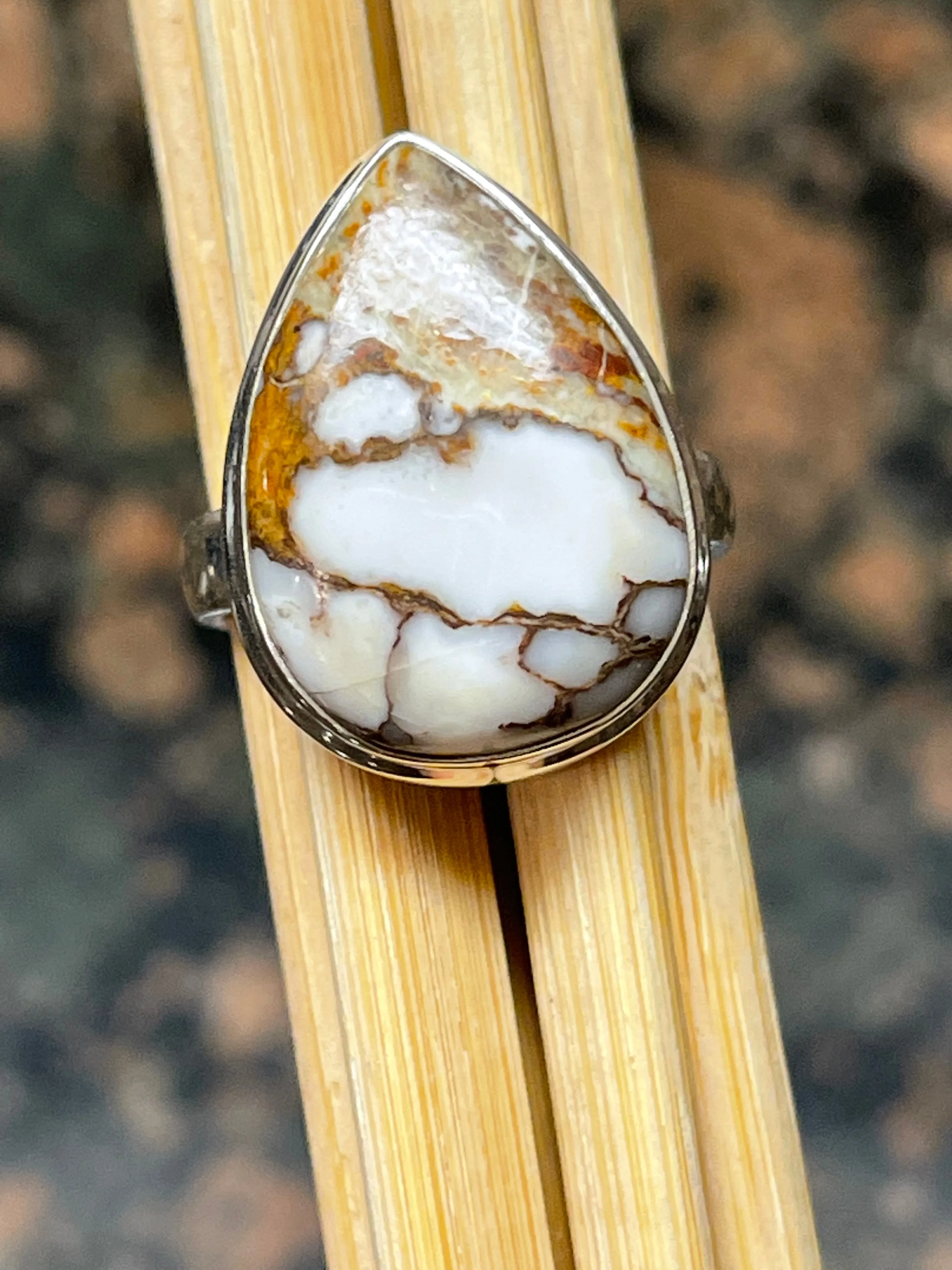 Natural Wild Horse Jasper 925 Solid Sterling Silver Ring Size 6.5