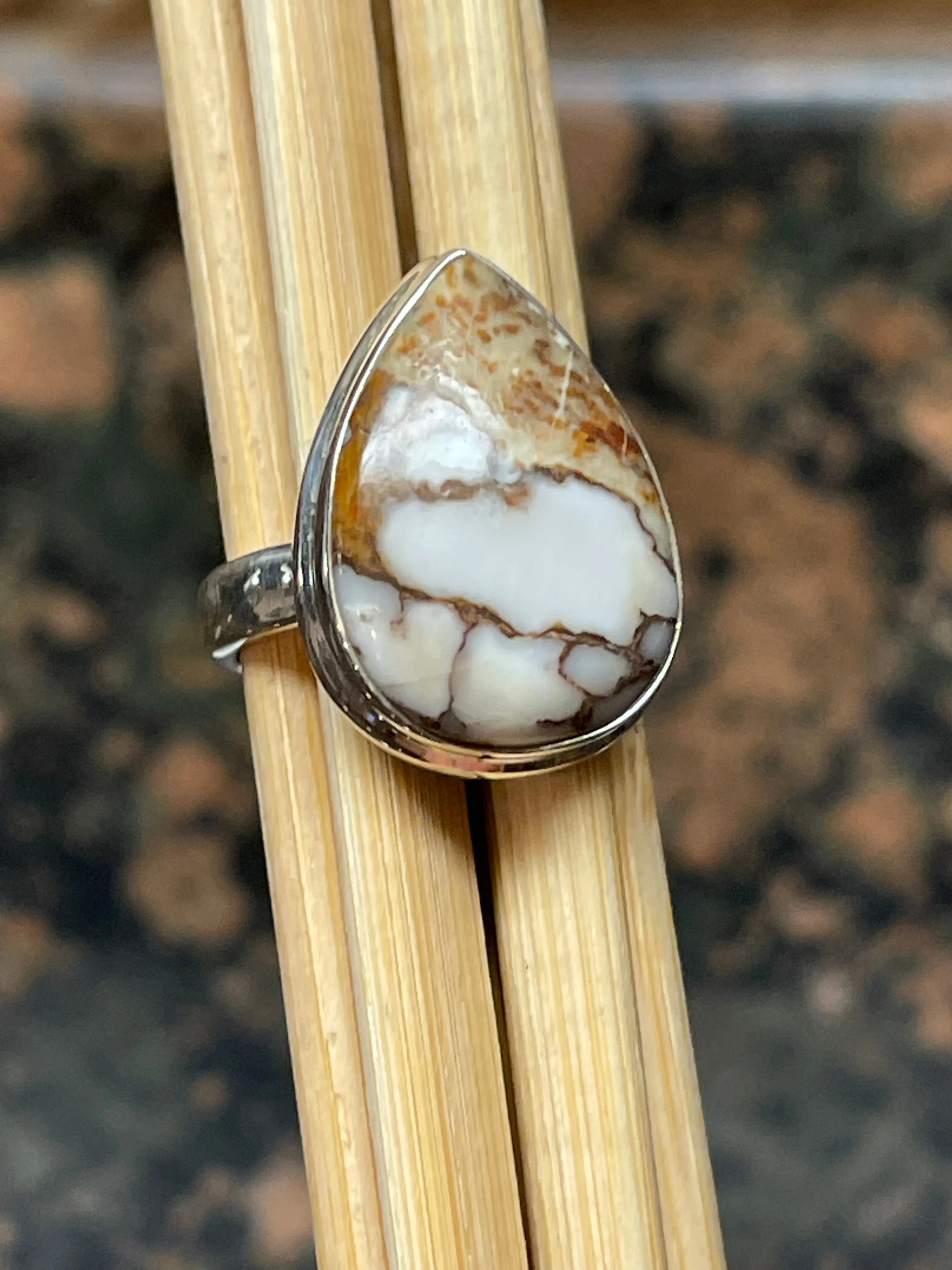 Natural Wild Horse Jasper 925 Solid Sterling Silver Ring Size 6.5