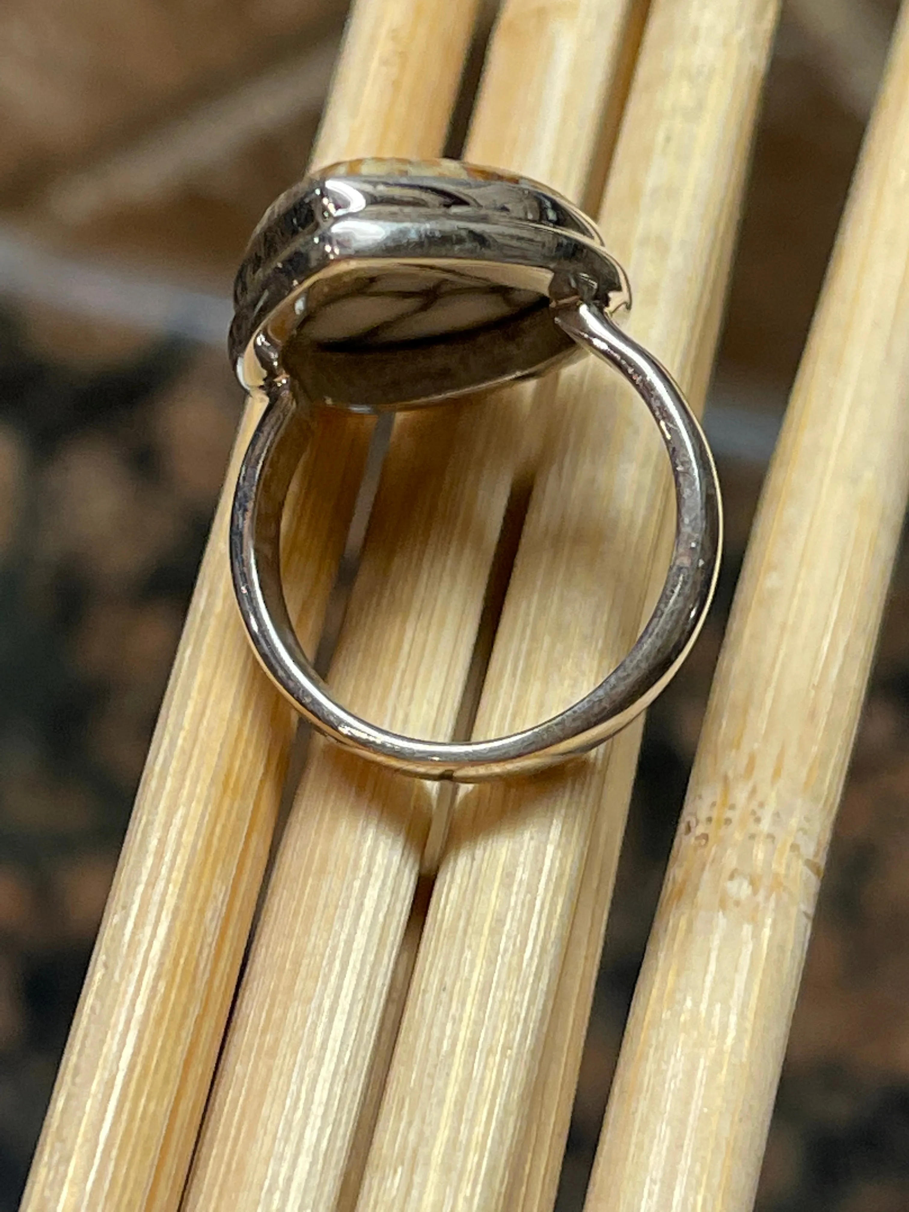 Natural Wild Horse Jasper 925 Solid Sterling Silver Ring Size 6.5