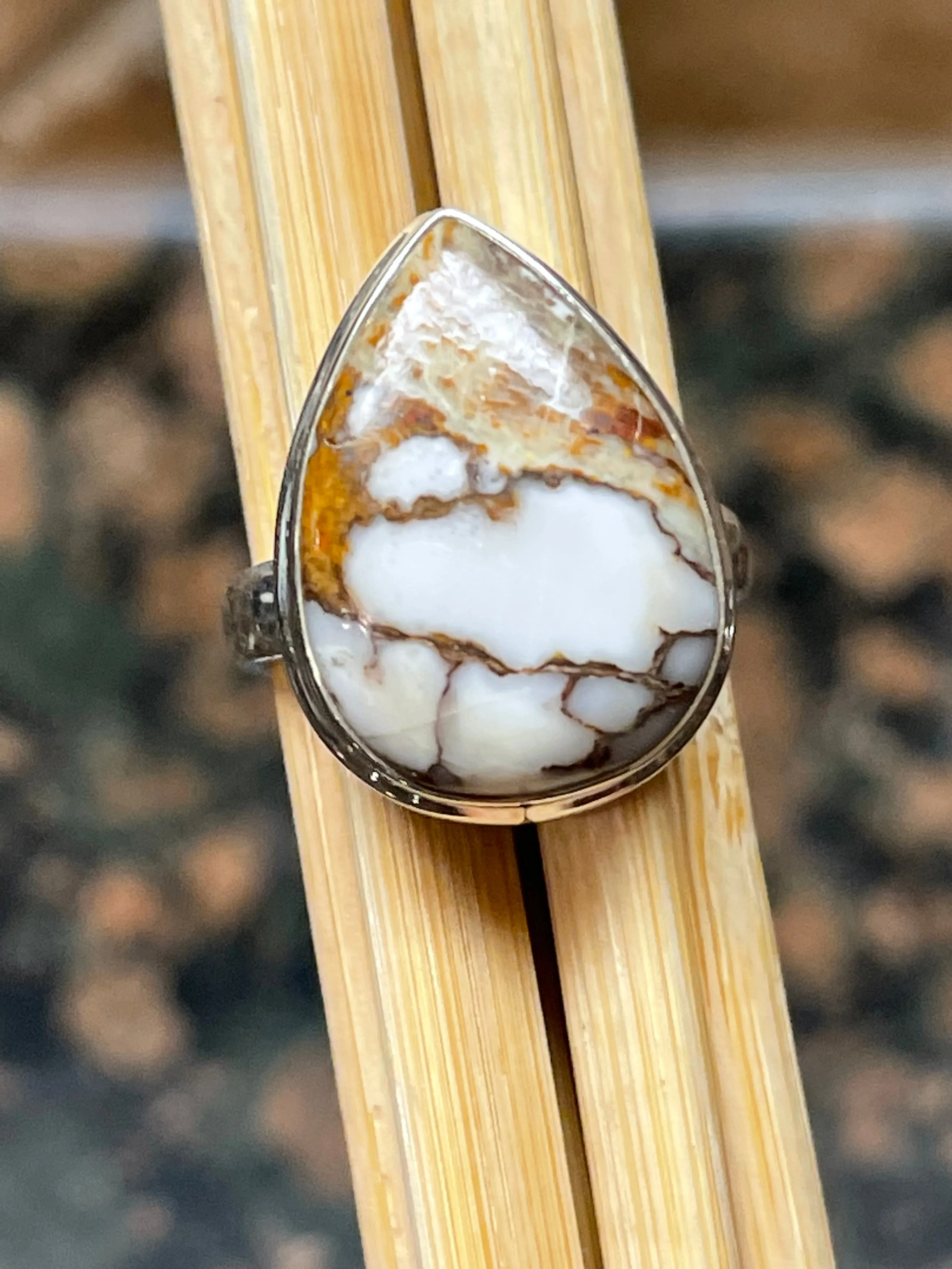 Natural Wild Horse Jasper 925 Solid Sterling Silver Ring Size 6.5