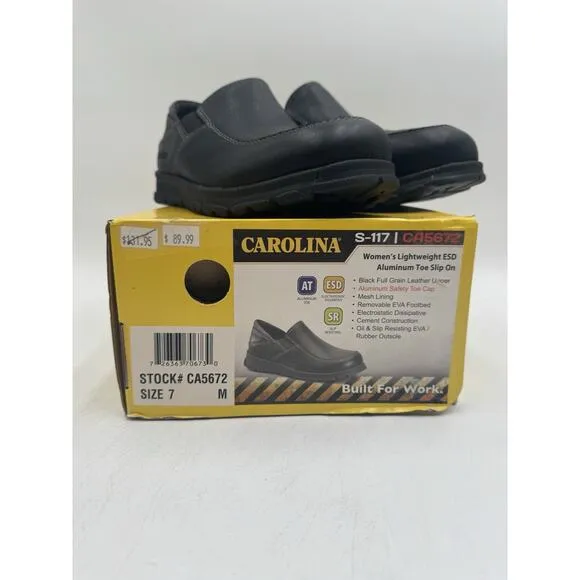 NEW Carolina LIGHTWEIGHT ESD ALUM TOE Women's Slip On Shoe Black US Size 7 M