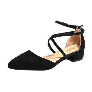 New Fashion Casual Point Toe Buckle Strap Square Heel Sandals