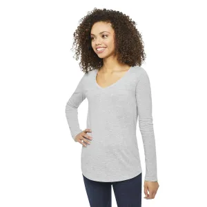NEW George Women's Long Sleeve V-Neck Tee, Grey! Lightweight! Sz XL!