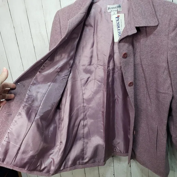 New! Vintage Pendleton Women's Dusty Rose Virgin Wool  Lambswool Jacket Size 14.