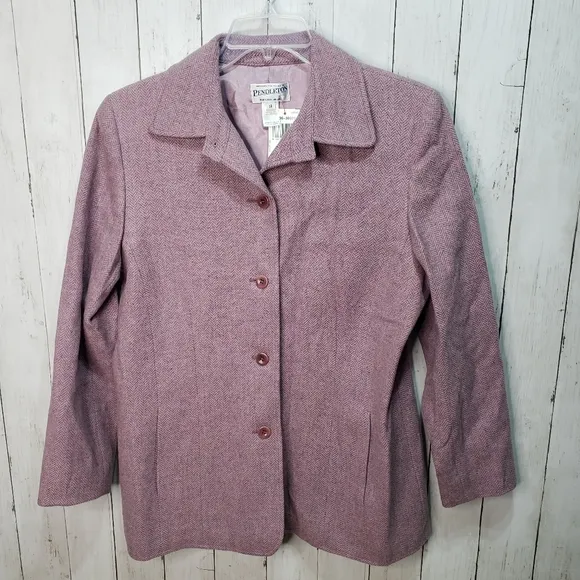 New! Vintage Pendleton Women's Dusty Rose Virgin Wool  Lambswool Jacket Size 14.