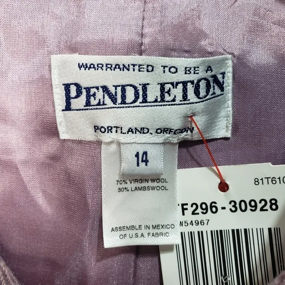 New! Vintage Pendleton Women's Dusty Rose Virgin Wool  Lambswool Jacket Size 14.