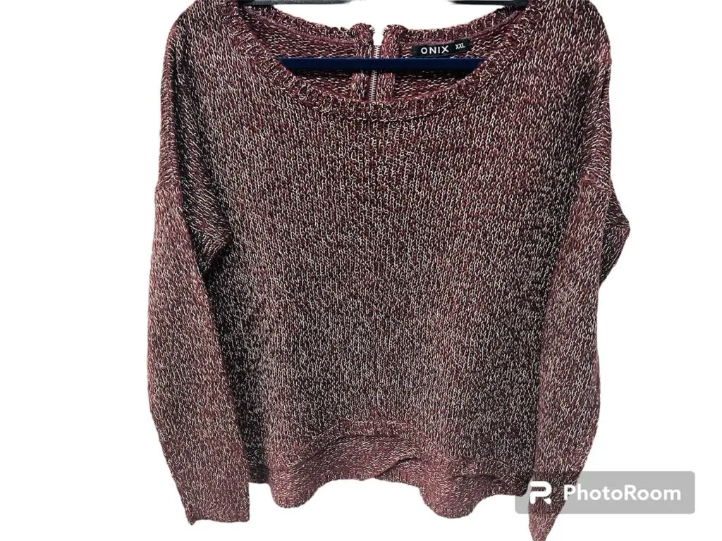 New Women's Lightweight Hi-Low Hem Knit Sweater by Onix, Sz XXL Burgundy